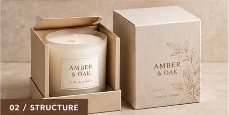 Candle presented with a rigid gift box